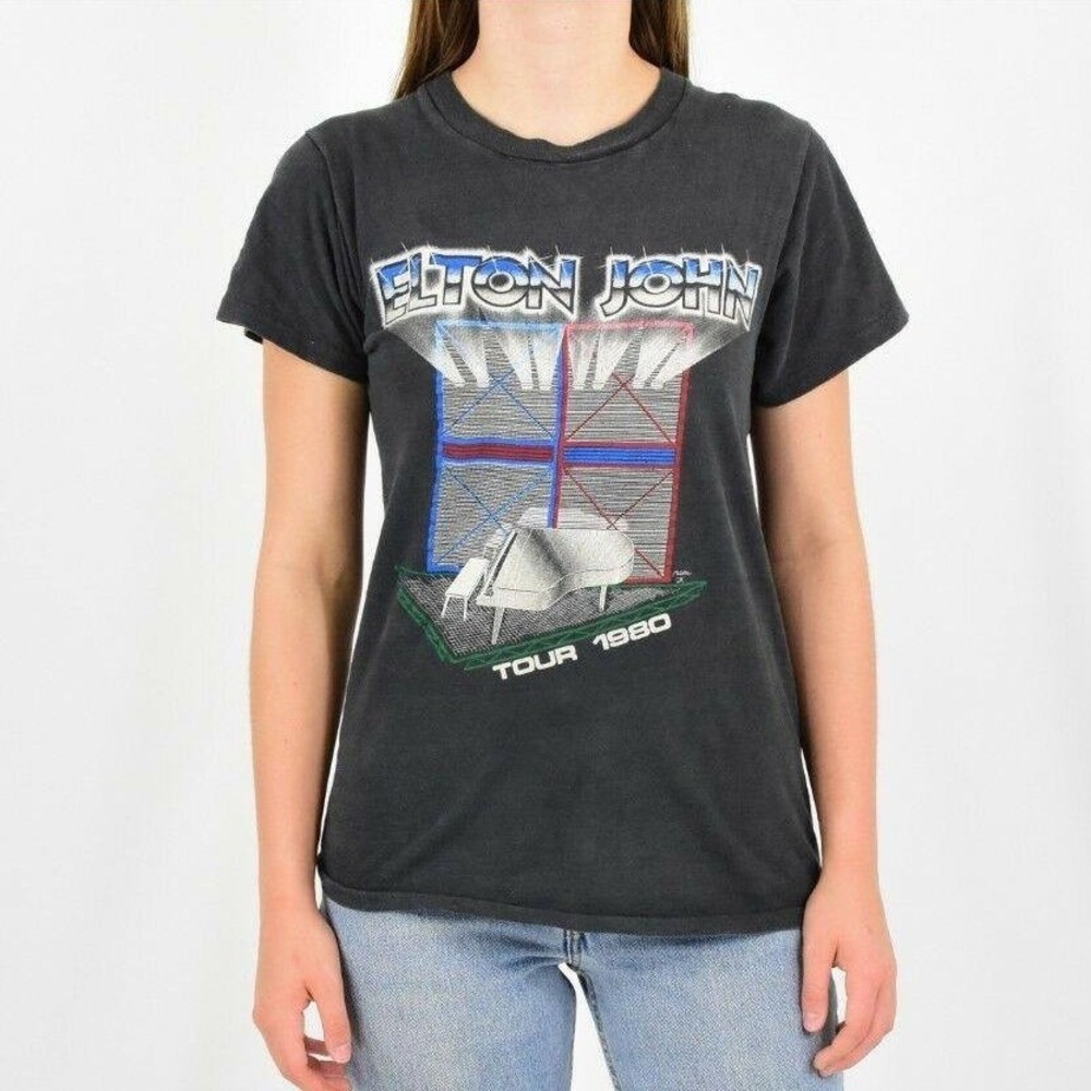 80s Vintage Elton John T Shirt Elton John Tour T Shirt Size S Screen Stars